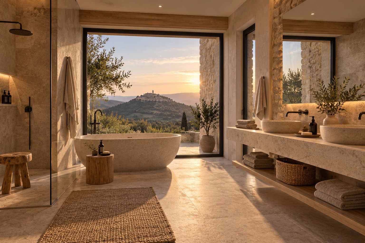 Livade Hills villa bathroom with natural materials